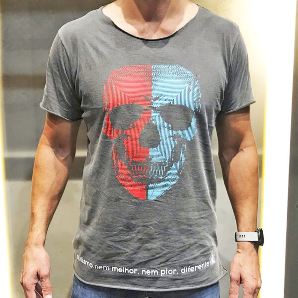 Camiseta Skull Cinza - Autismo